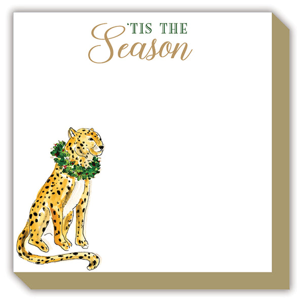 Tis the Season Handpainted Cheetah with Wreath Luxe Notepad