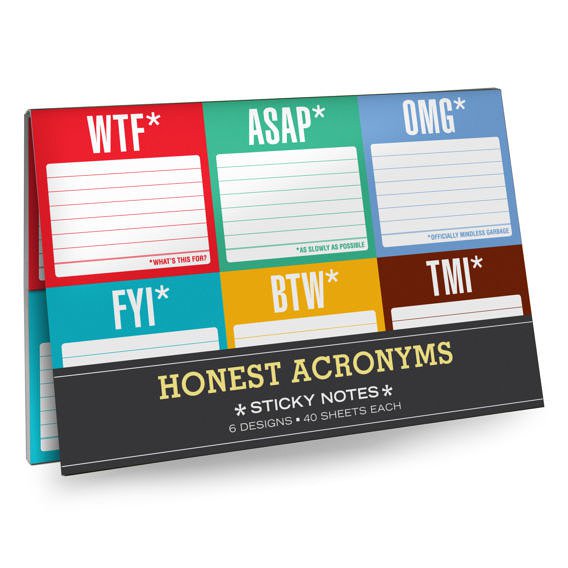 Honest Acronyms Sticky Notes Packet