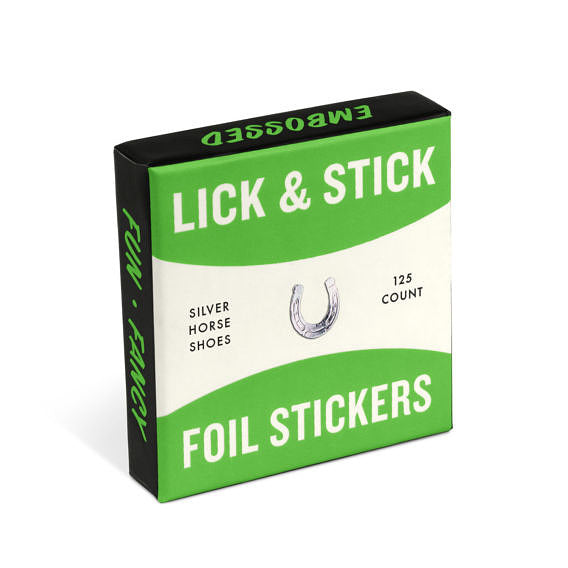 Silver Horseshoes Lick and Stick Foil Stickers