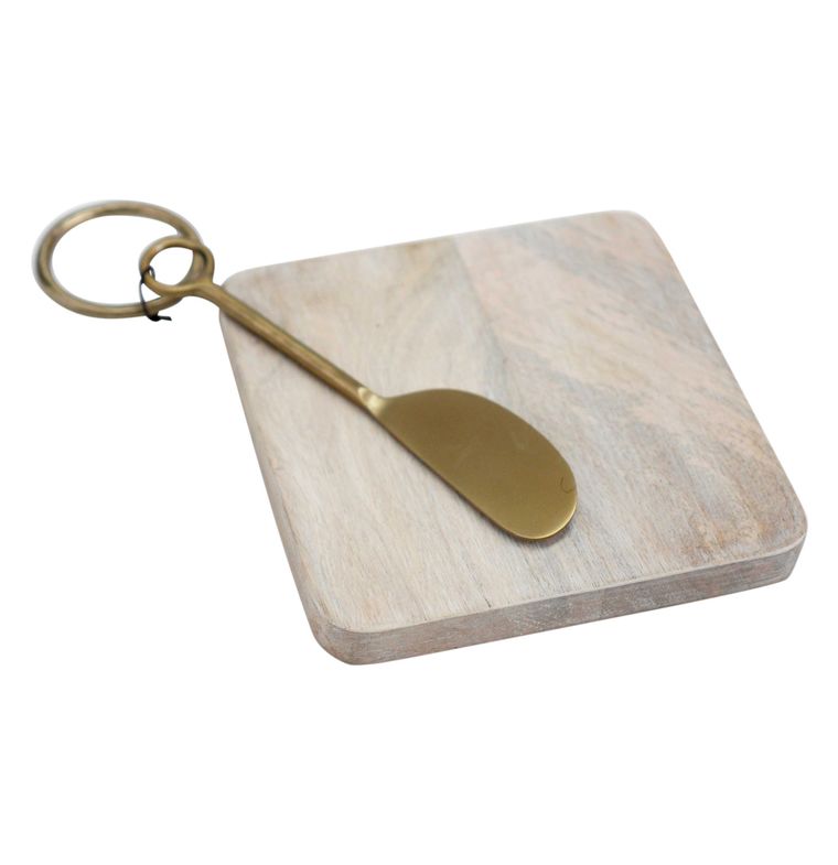 Small Diamond Wood Serve Board with Spreader