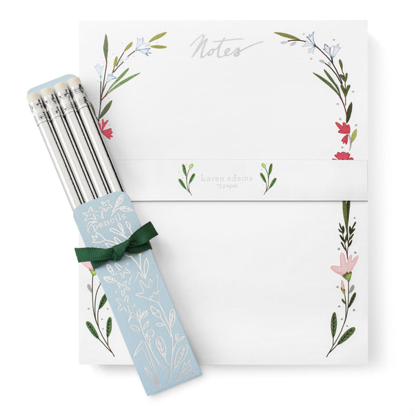 Floral Set - Pad and Pencils