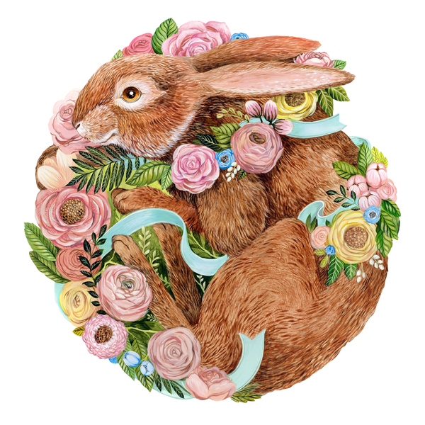 Die-Cut Bunny Bouquet Placemat  -S/12
