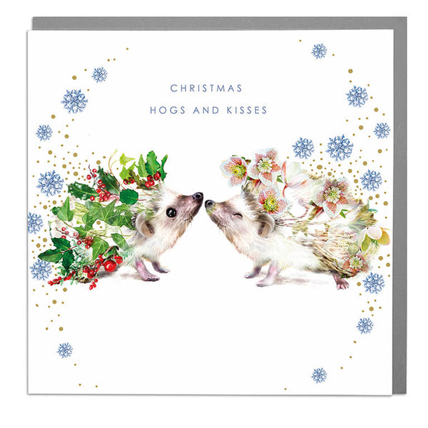 Hedgehogs Hogs & Kisses Christmas Card