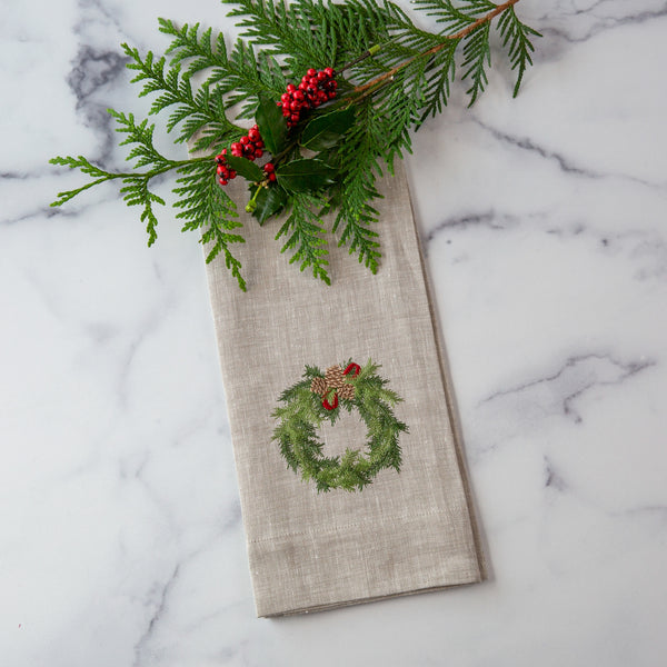 Juniper Wreath Linen Towel