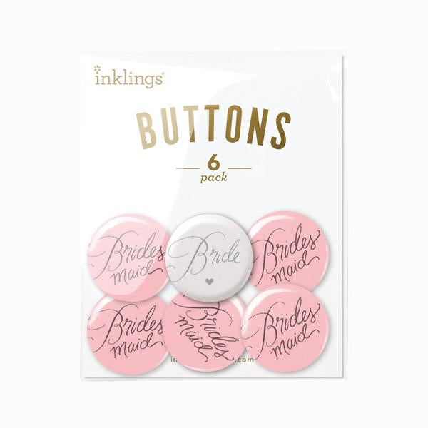 Bridal Party Buttons - Champagne Pink S/6
