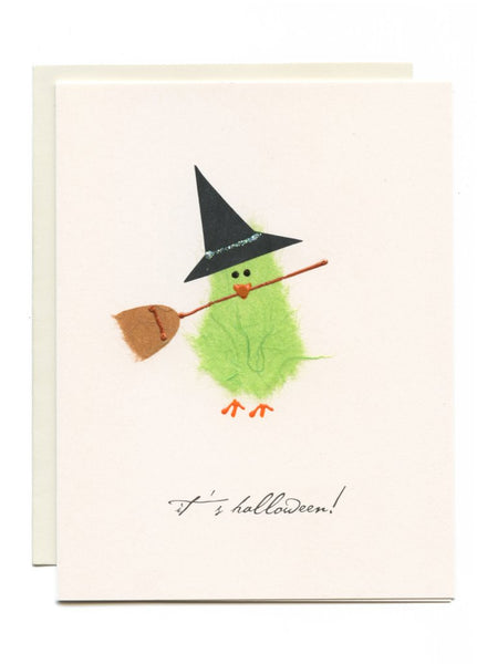 "Happy Halloween" Witch with Broom