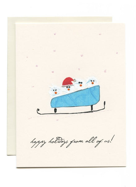 "Happy Holidays From All of Us" Birds in Sled