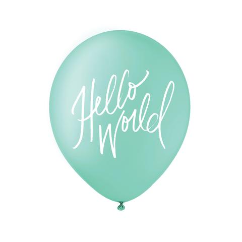 Hello World Balloons - White on Teal - S/3