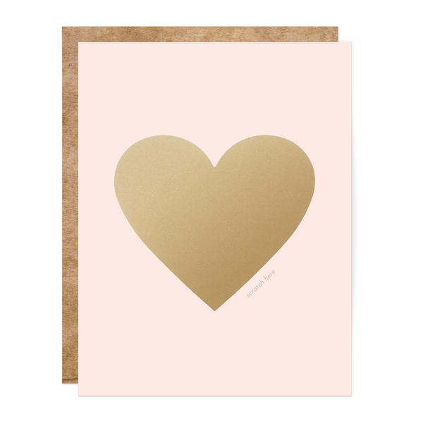 Scratch-off Greeting Card - Pink & Gold Heart