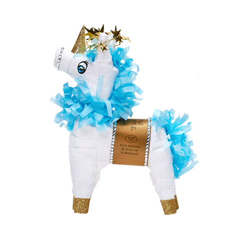 Piñata, Mini Tabletop, Unicorn White w/ blue trim