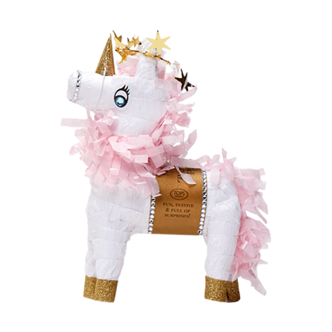 Piñata, Mini Tabletop, Unicorn White w/ pink trim