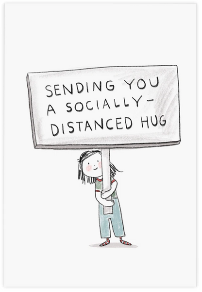 Socially Distanced Hug Postcard
