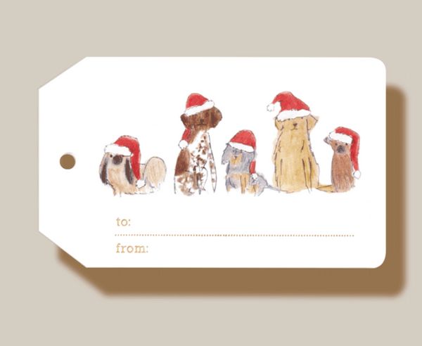 Santa Dogs Gift Tag - S/6