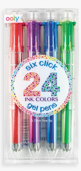 6 Click Multi Color Gel Pens - S/4