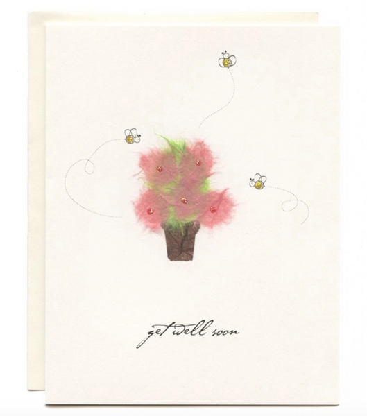 "Get Well Soon" Flower Pot w/ Bees Card