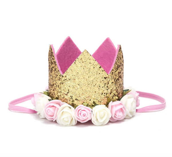 Crown - Gold Blush Flower Crown and Birthday Crown