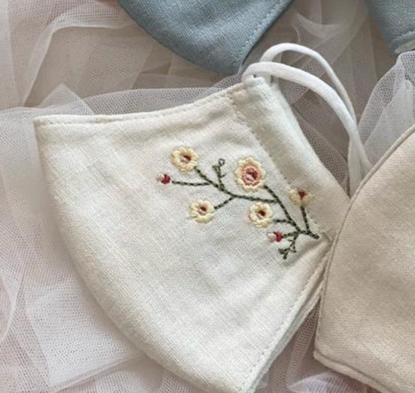 Spring Handmade Embroidery Linen Face Mask