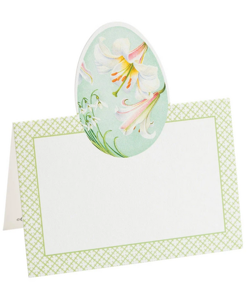 Floral Decorated Eggs Die-Cut Place Cards - 8 Per Package