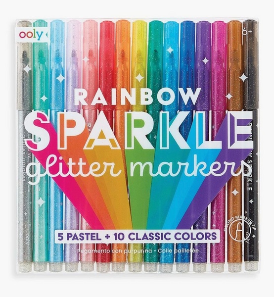 Rainbow Sparkle Glitter Markers S/15