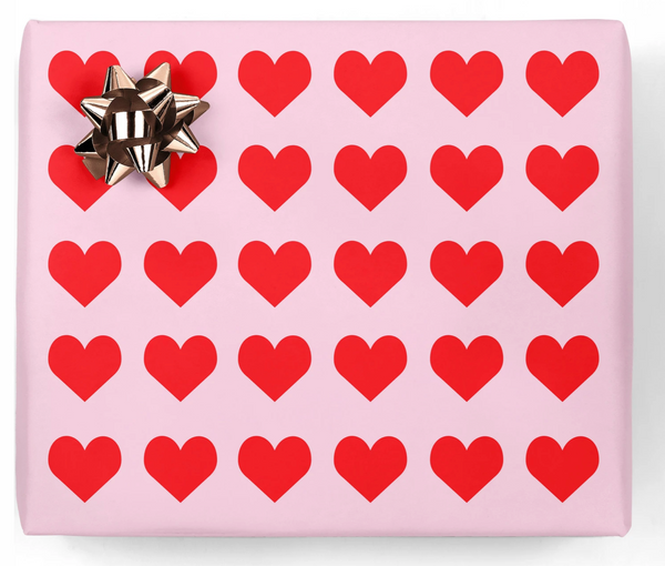 Valentines Gift Wrap - Red Heart