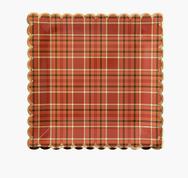 Harvest/Thanksgiving Plaid 9" Scalloped Plate 8ct
