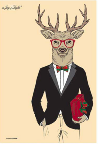 Holiday Deer Dressed, Matte & Embossed Matchbox 4"