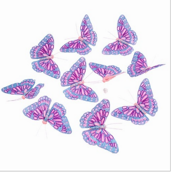 Pink Glitter 9 pc Butterfly Garland
