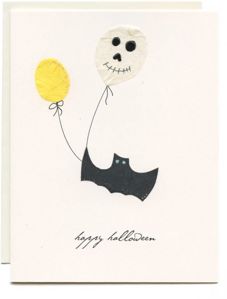 "Happy Halloween" Bat with Balloons