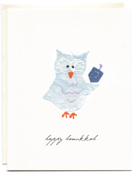 "Happy Hanukkah" Owl with Dreidel