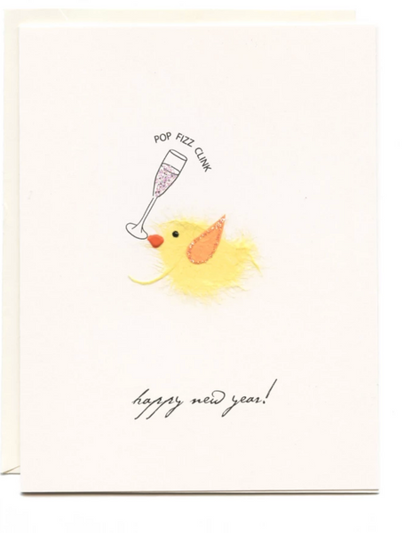 "Happy New Year" Bird with Champagne