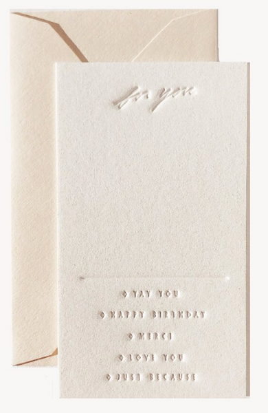 Mini Occasion Notecard -Bianco Envelope