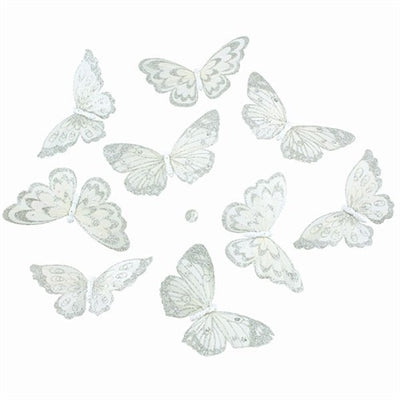 White With Silver Glitter Butterfly Garland