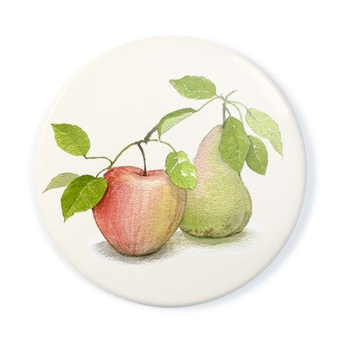 Apple and Pear - Pocket Mirror with wool-felt pouch