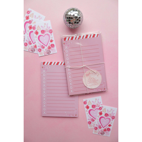 xoxo pink love notepad checklist
