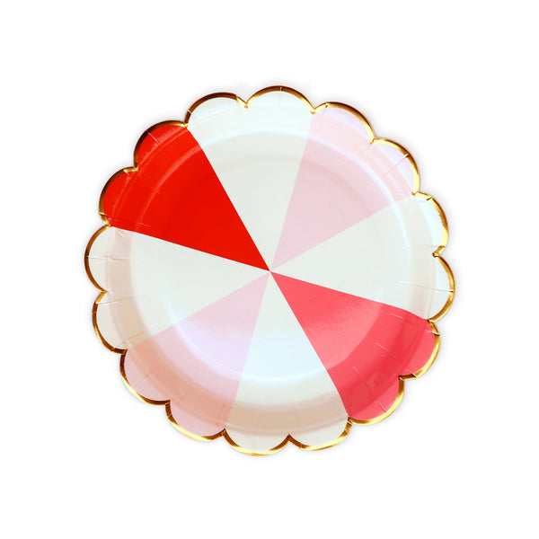 Pink and Red Round Color Block 9" Plates