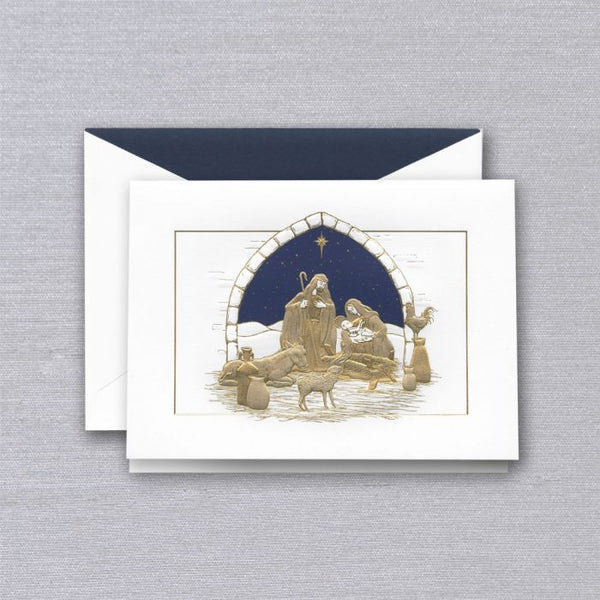 Engraved Peaceful Manger Greeting Card S/10