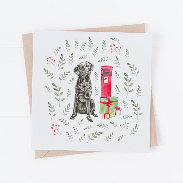 Black Labrador blank Christmas greeting card