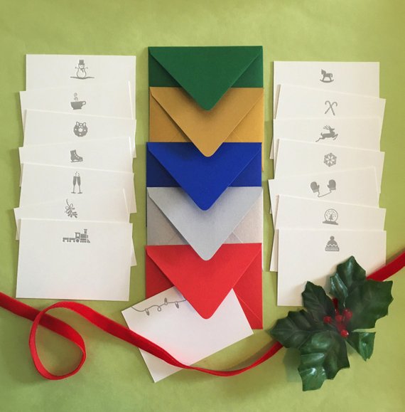 Holiday Letterpress Enclosure cards with envelopes S/15