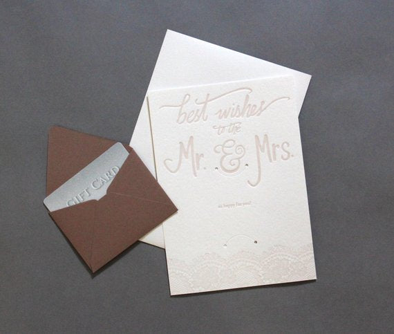 Best Wishes to the Mr. & Mrs. - Letterpress Gift Card Holder