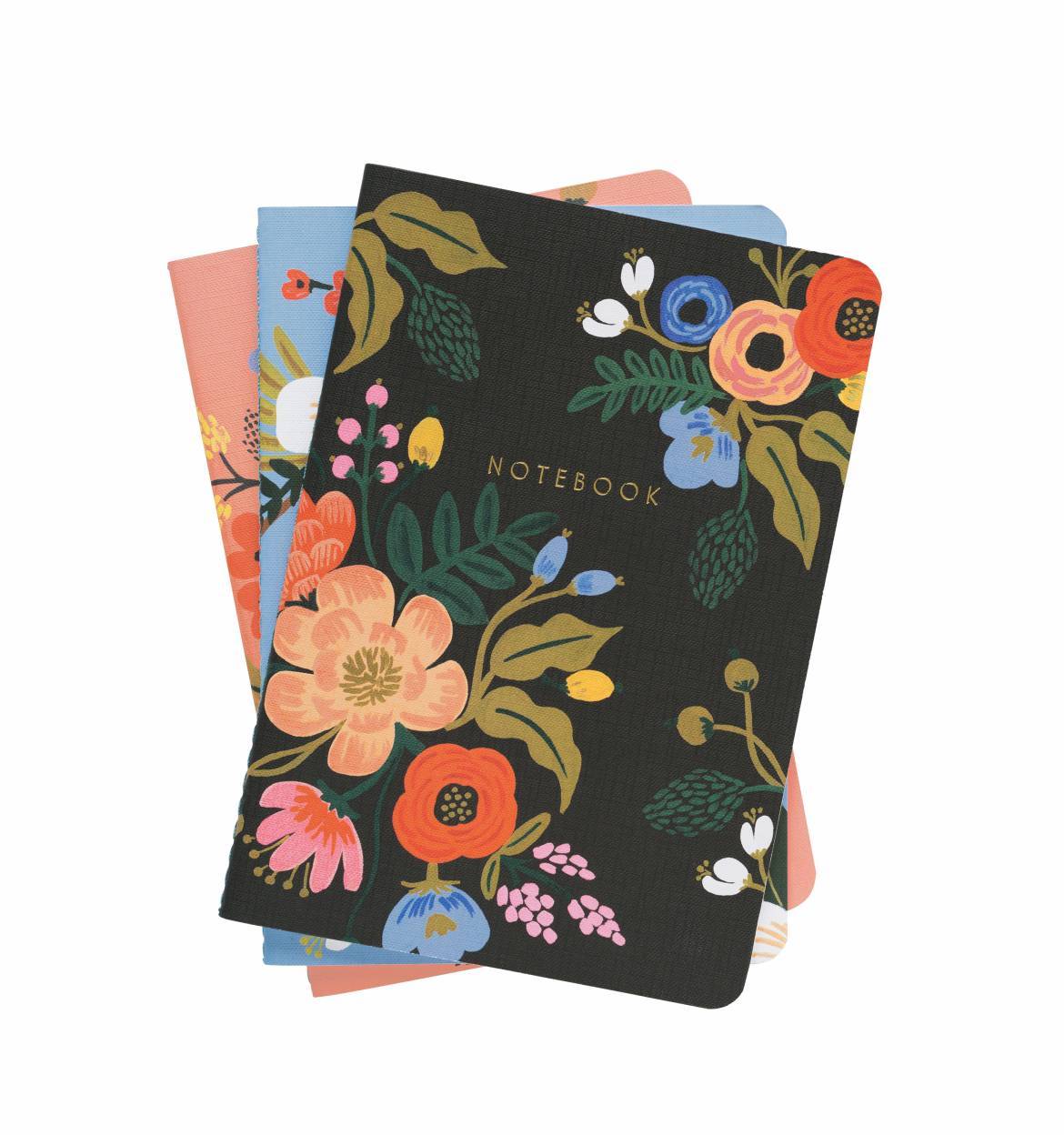 Assorted Lively Floral Notebooks S/3