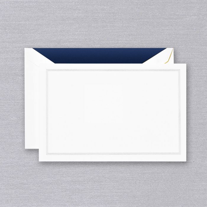 Navy Blue Triple Hairline Correspondence Card S/10