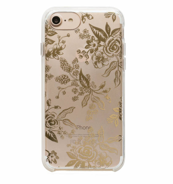 Clear Gold Floral Toile Phone Case - 8, 7, 6, 6s, Plus