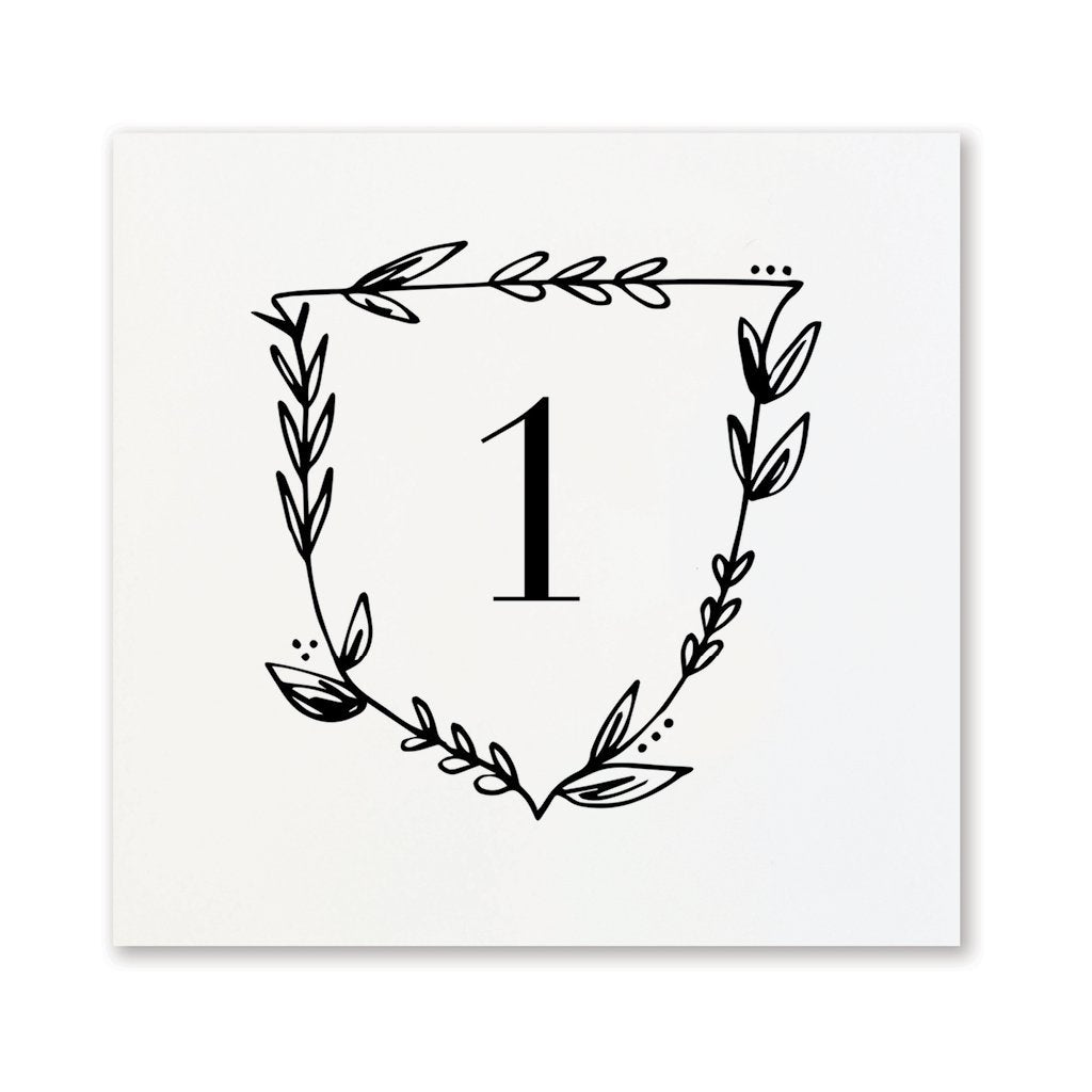 B&W Floral Table Numbers 1-12