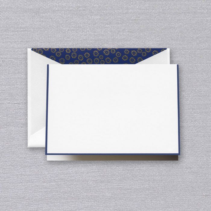 Regent Blue Bordered Note with Scattered Daisies Lining S/10