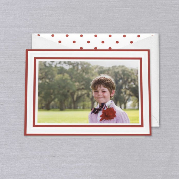 Scarlet Candy Stripe Photo Mount Greeting Card S/10