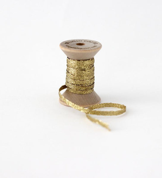 Braided metallic ribbon, 5 yards wood spool, 1/8"