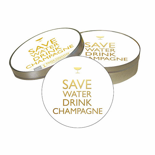 Coaster Set - Drink Champagne - gold foil